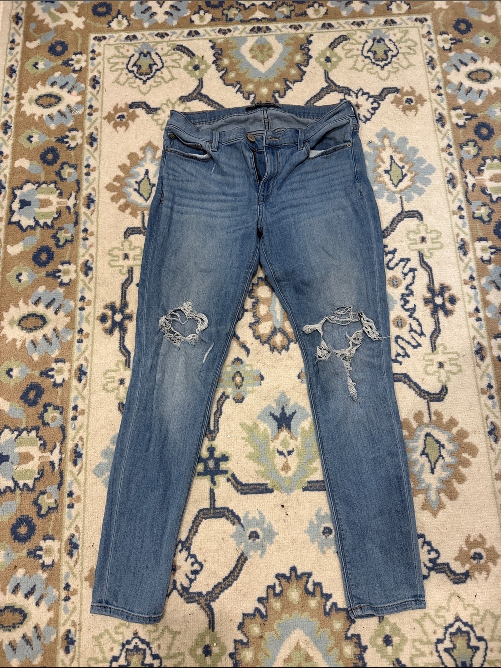 Express Distressed Skinny Jeans - Light Blue